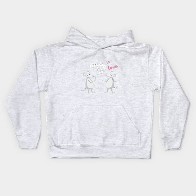 mouses with love Kids Hoodie by Alina